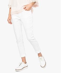 GEMO Jean slim 5 poches Blanc