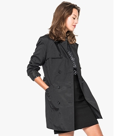 GEMO Trench uni mi-long noir standard