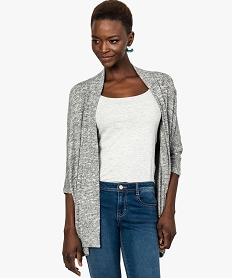 GEMO Gilet femme en maille fine manches 34 chauve souris Gris