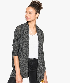 GEMO Gilet femme en maille fine manches 34 chauve souris Gris