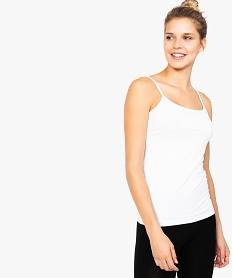 top en coton stretch  pour femme avec fines bretelles blanc3953301_1