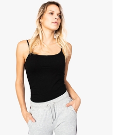 GEMO Top en coton stretch  pour femme avec fines bretelles Noir