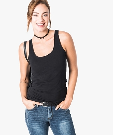 GEMO Débardeur uni en coton stretch noir standard
