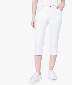 GEMO Pantacourt uni femme blanc standard