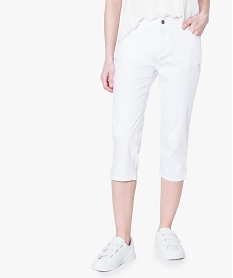 GEMO Pantacourt uni femme Blanc