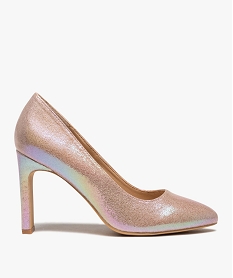 GEMO Escarpins femme à talon haut dessus irisé rose standard