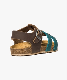 sandales avec dessus cuir bicolores et semelle aspect liege brun sandales et nu-pieds4381801_4