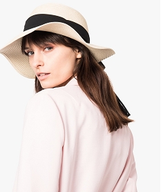 chapeau capeline avec ruban en voile beige4392101_1