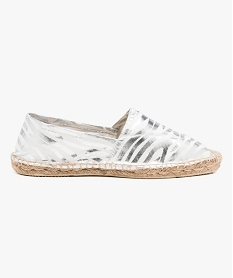 GEMO Espadrilles femme à talon plat dessus toile Blanc