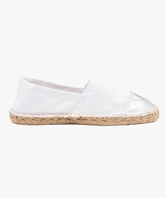 GEMO Espadrilles femme à talon plat dessus toile Blanc