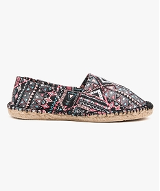 GEMO Espadrilles femme à talon plat dessus toile Noir