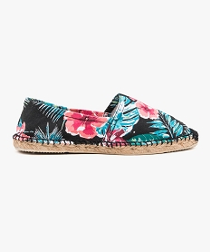 GEMO Espadrilles femme à talon plat dessus toile Noir