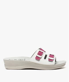 GEMO Mules femme confort à talon compensé et boucles - Cloggy rose vif