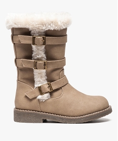 bottes fille doublees avec boucles metalliques et col doux beige4571401_1