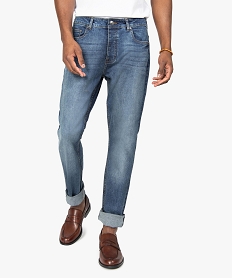 GEMO Jean homme straight stretch 5 poches Bleu