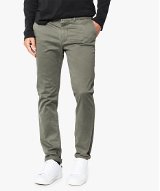 GEMO Pantalon homme chino coupe slim Vert