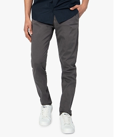 GEMO Pantalon homme chino coupe slim Gris