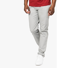 GEMO Pantalon homme chino coupe slim Gris