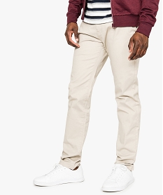 GEMO Pantalon homme chino coupe slim Beige