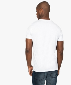 tee-shirt homme regular fit manches courtes et col tunisien blanc tee-shirts4747501_3