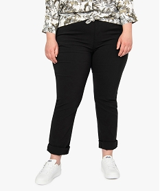 pantalon femme grande taille droit en toile fine stretch noir pantalons et jeans4762801_1