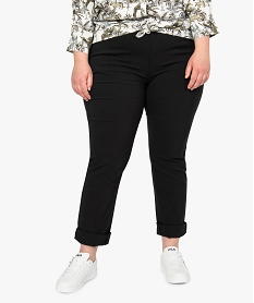 GEMO Pantalon femme grande taille droit en toile fine stretch noir standard