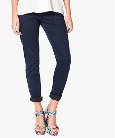 GEMO Pantalon slim uni 5 poches en stretch Bleu