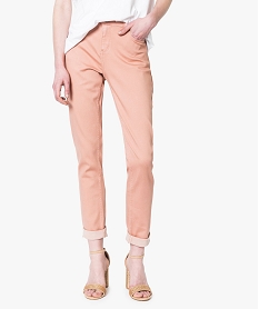 GEMO Pantalon slim uni 5 poches en stretch rose standard