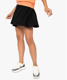 GEMO Jupe femme unie forme patineuse en coton stretch Noir