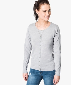 GEMO Gilet femme col rond toucher ultra doux Gris
