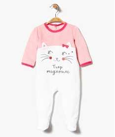 GEMO Pyjama en velours pour bébé fille motif chat blanc standard