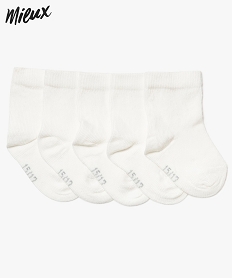 lot de 5 paires de chaussettes hautes en coton bio blanc chaussettes4866301_1