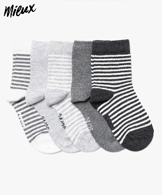 chaussettes a rayures bebe (lot de 5) gris standard chaussettes4866701_1