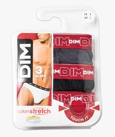 GEMO Slip homme en coton stretch confortables - Dim (lot de 3) Rouge