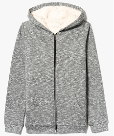 GEMO Sweat fille zippé à capuche avec doublure douillette gris standard