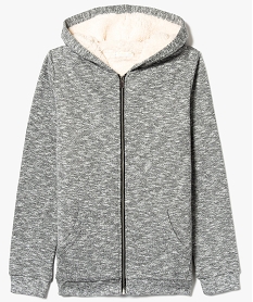 sweat fille zippe a capuche avec doublure douillette gris5033001_1