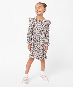 GEMO Robe fille fleurie à manches longues et volants - LuluCastagnette Beige