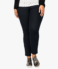 GEMO Pantalon femme uni à taille élastiquée 2 poches noir standard