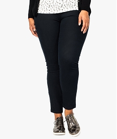 GEMO Pantalon femme uni à taille élastiquée 2 poches Noir