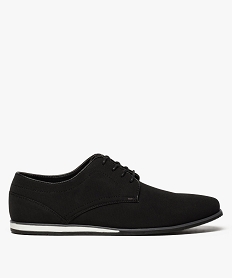 GEMO Derbies homme unis en textile texturé Noir