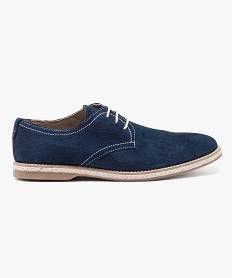 derbies homme dessus cuir a lacets et semelle en corde bleu chaussures de ville5600101_1