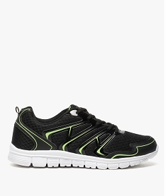 baskets homme style running en mesh avec details fluo noir baskets et tennis5601301_1