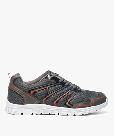 baskets homme style running en mesh avec details fluo gris baskets et tennis5601401_1