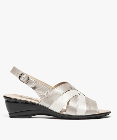 GEMO Sandales femme confort bicolore à talon compensé blanc standard