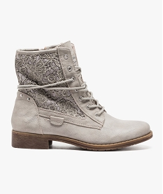 bottines a lacets fermeture zippee beige5661901_1