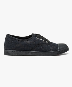 GEMO Baskets basses à lacets motif dentelle noir standard