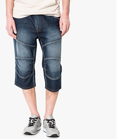 pantacourt  en jean avec nombreuses surpiqures bleu shorts et bermudas5711901_1