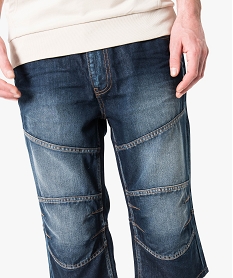 pantacourt en jean avec nombreuses surpiqures bleu5711901_2
