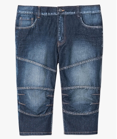 pantacourt  en jean avec nombreuses surpiqures bleu shorts et bermudas5711901_4