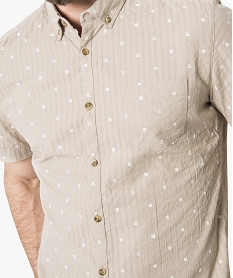 chemise manches courtes a motifs beige5724601_2
